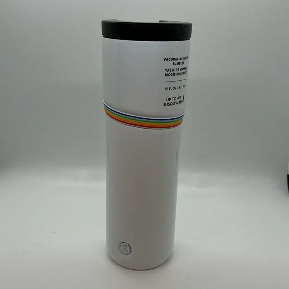 Starbucks 2020 Pride Rainbow White Stainless Steel Vacuum Insulated Tumbler 16oz